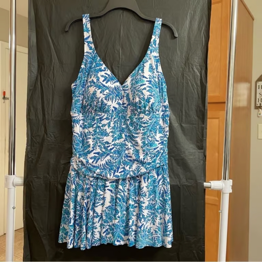 Blue and White Floral Women's Dress